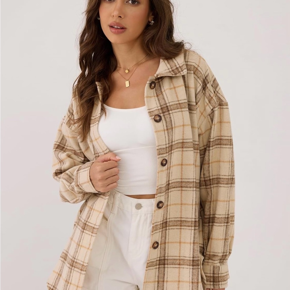 Zaful Plaid Flannel Button Down Shirt/ Shacket - Picture 3 of 10